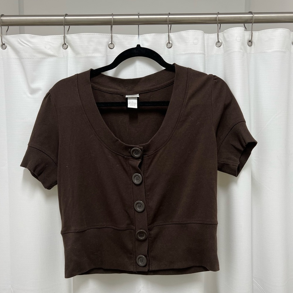 NWOT brown cropped cardigan